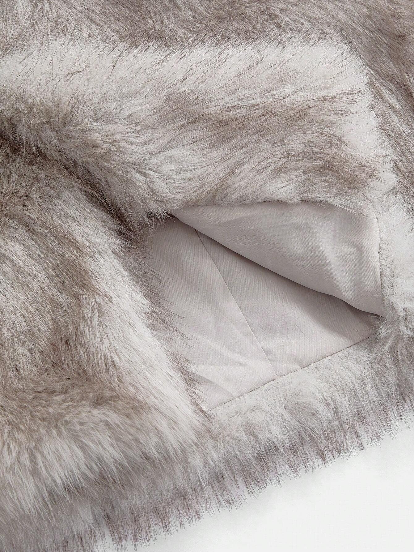 Firerie Autumn/Winter New Warm Elegant Party Date Meeting Sexy Lapel Long Fluffy Coat, High-End Designbusiness , Casual, Casual, Faux Fur, Plush, Long Sleeve