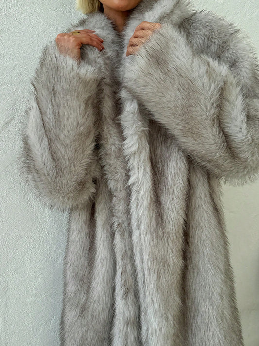 Firerie Autumn/Winter New Warm Elegant Party Date Meeting Sexy Lapel Long Fluffy Coat, High-End Designbusiness , Casual, Casual, Faux Fur, Plush, Long Sleeve